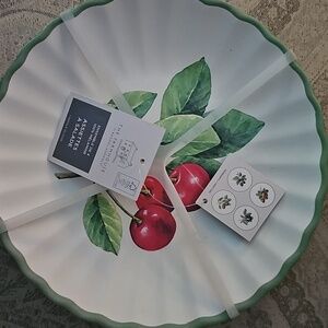 Rachel Ashwell Green and White Salad Plates. Brand New